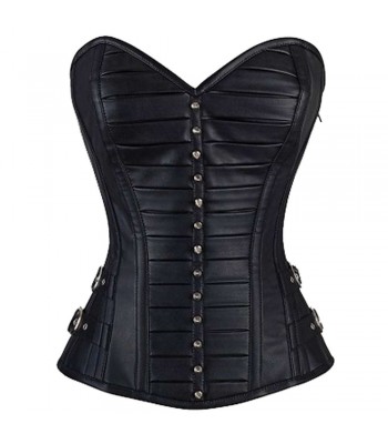Gothic Faux Leather Corset Sexy Corset Steel Boned Overbust Corset